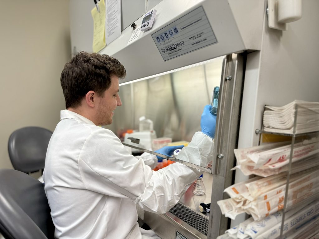 One of our graduate students doing research.
